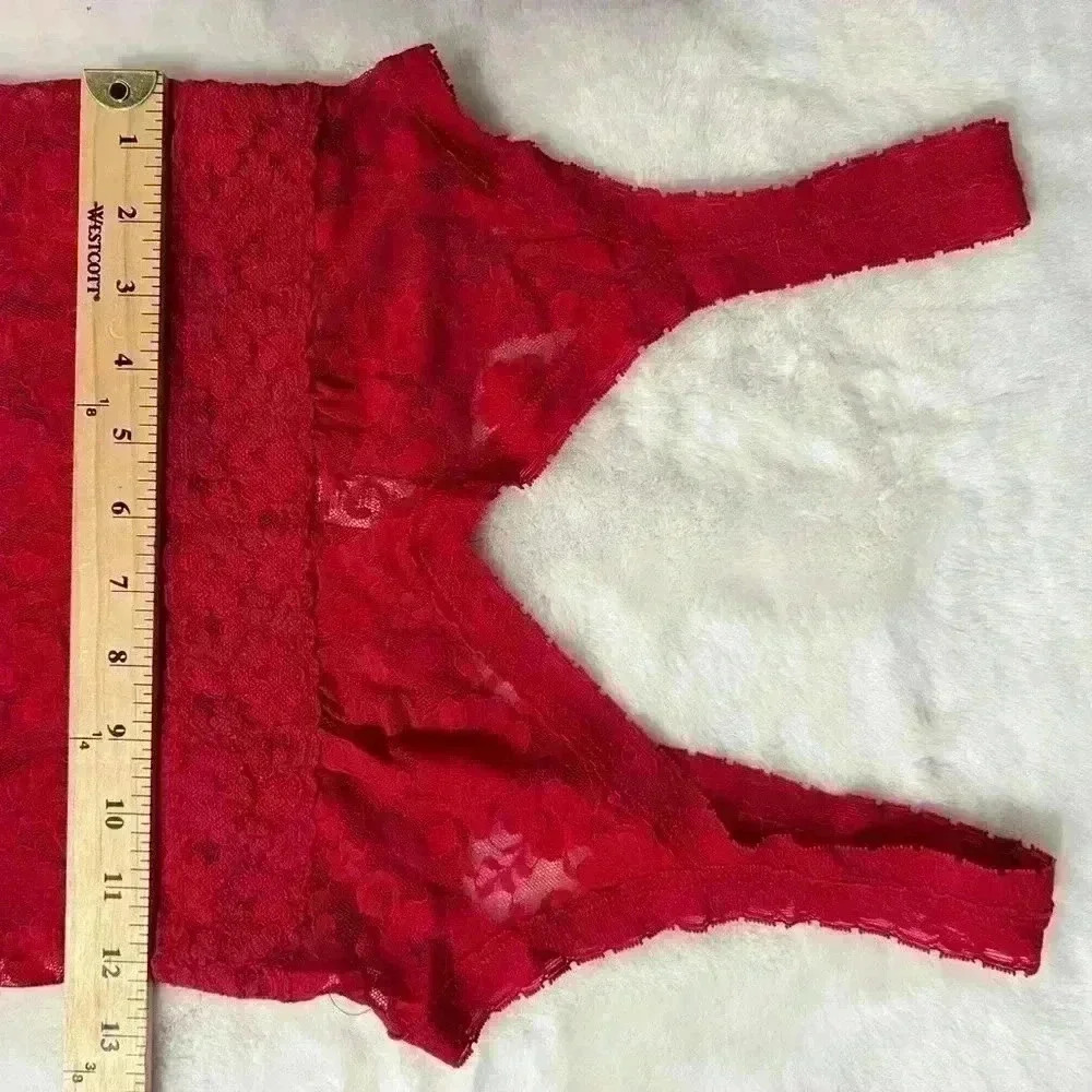 Vintage 90s Red lace coquette bodycon slip dress - Picture 5 of 5